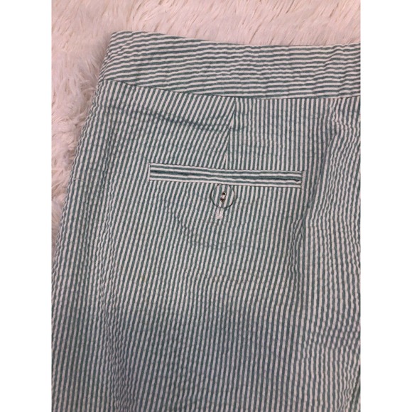Emma James 10P Sage Green Striped Pants Capri Length Straight Leg Casual Summer - Picture 6 of 6